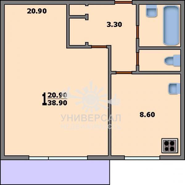 Продается однокомнатная квартира, 5/10 эт., 2 290 000 руб., Днепровский, Чкаловский, Ростов-на-Дону / квартиры-ростова.ру