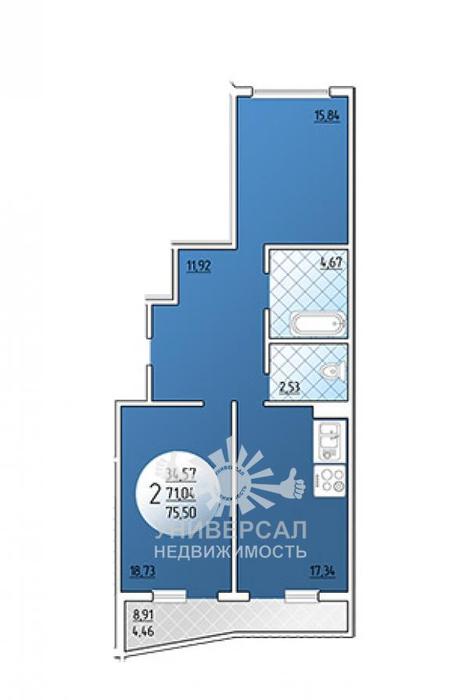 Продажа двухкомнатной квартиры, 11/19 эт., 3 383 550 руб., Платона Кляты, Суворовский