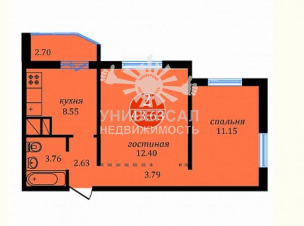 Продается двухкомнатная квартира, 15/18 эт., 1 985 165 руб., Еременко, Левенцовка