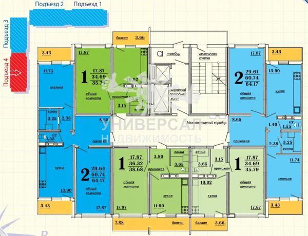 Продается двухкомнатная квартира, 4/16 эт., 2 150 000 руб., Вавилова, СЖМ, Ростов-на-Дону / квартиры-ростова.ру